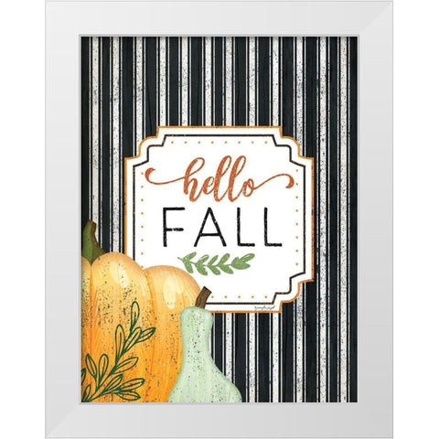 Hello Fall White Modern Wood Framed Art Print by Pugh, Jennifer