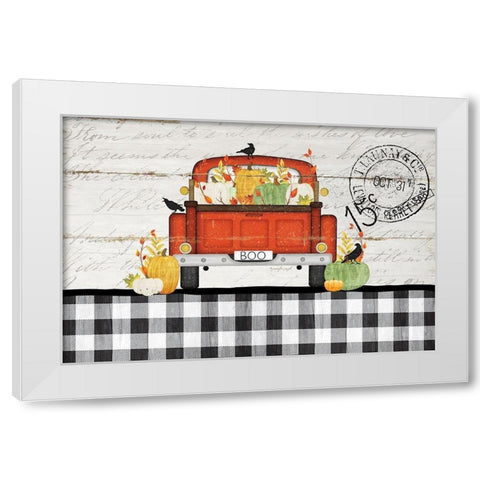 Halloween Truck White Modern Wood Framed Art Print by Pugh, Jennifer