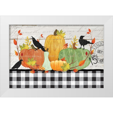 Pumpkins White Modern Wood Framed Art Print by Pugh, Jennifer