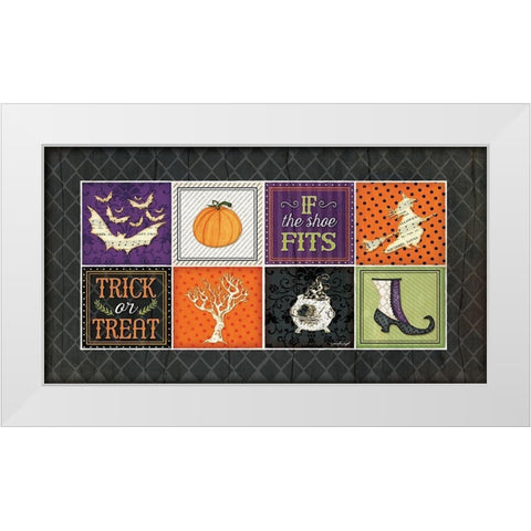 Happy Halloween Rug II White Modern Wood Framed Art Print by Pugh, Jennifer