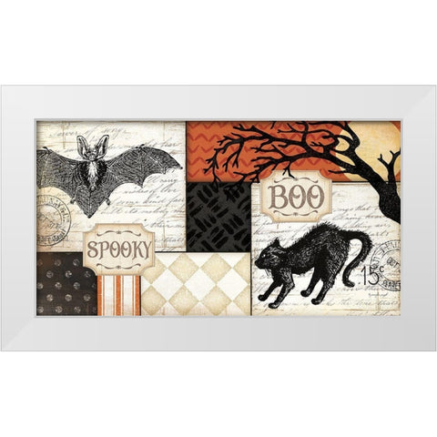 Happy Halloween Rug IV White Modern Wood Framed Art Print by Pugh, Jennifer