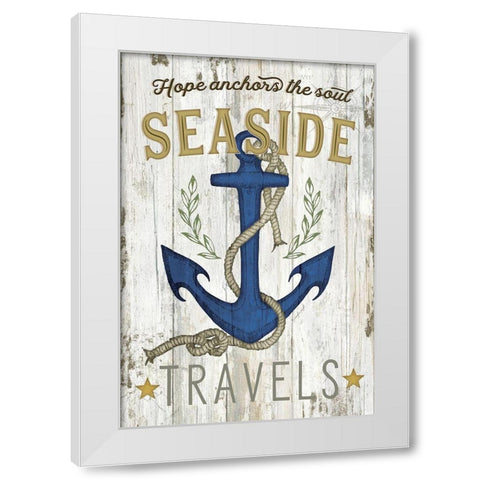 Seaside Travels White Modern Wood Framed Art Print by Pugh, Jennifer