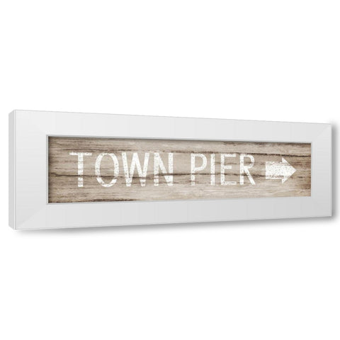 Town Pier White Modern Wood Framed Art Print by Pugh, Jennifer