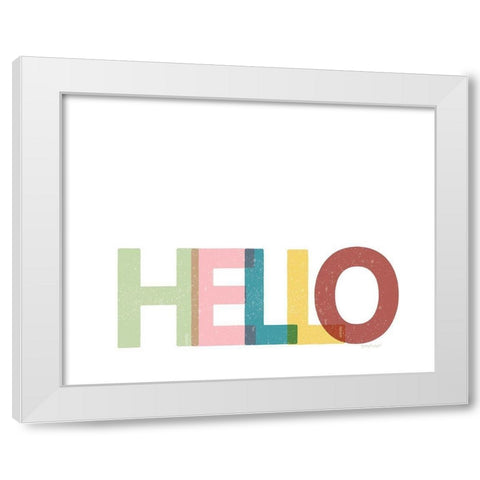 Hello White Modern Wood Framed Art Print by Pugh, Jennifer