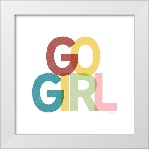 Go Girl White Modern Wood Framed Art Print by Pugh, Jennifer