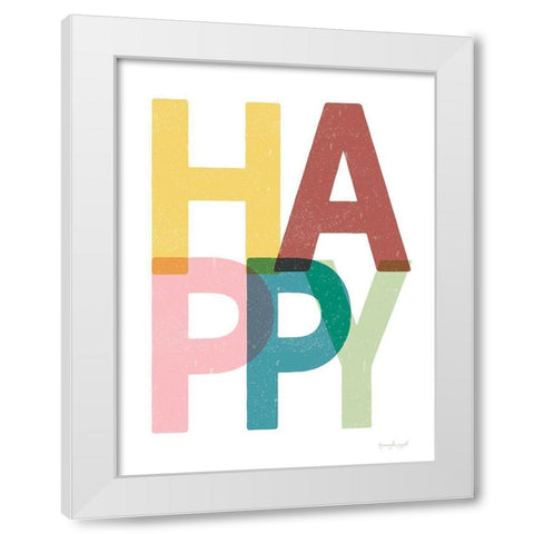 Happy White Modern Wood Framed Art Print by Pugh, Jennifer