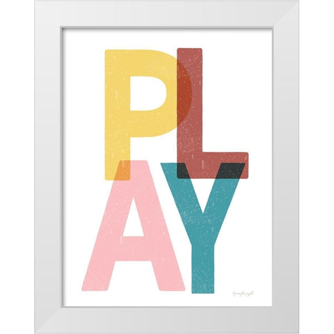 Play White Modern Wood Framed Art Print by Pugh, Jennifer