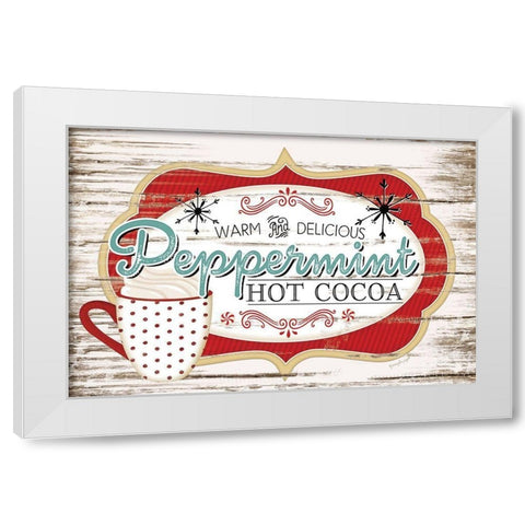 Peppermint Hot Cocoa White Modern Wood Framed Art Print by Pugh, Jennifer