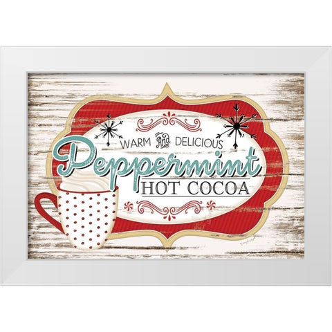 Peppermint Hot Cocoa White Modern Wood Framed Art Print by Pugh, Jennifer