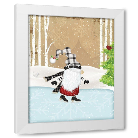 Skating Gnome White Modern Wood Framed Art Print by Pugh, Jennifer