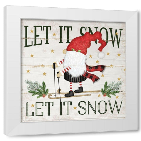 Let it Snow Gnome White Modern Wood Framed Art Print by Pugh, Jennifer