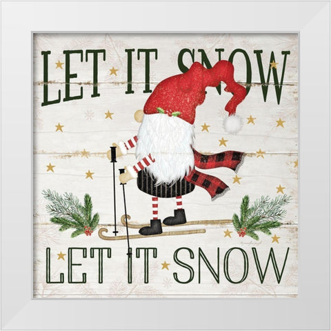 Let it Snow Gnome White Modern Wood Framed Art Print by Pugh, Jennifer