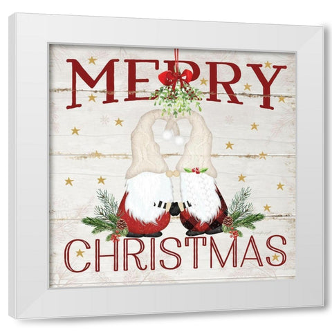 Gnome Mistletoe White Modern Wood Framed Art Print by Pugh, Jennifer