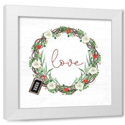 Love Wreath White Modern Wood Framed Art Print by Pugh, Jennifer