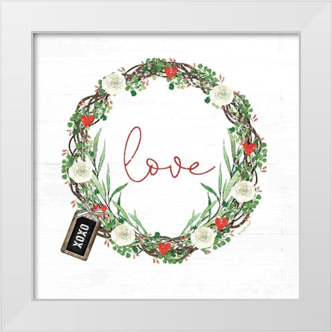 Love Wreath White Modern Wood Framed Art Print by Pugh, Jennifer