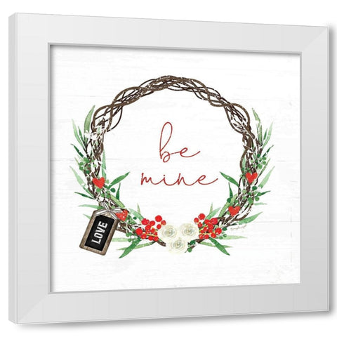 Be Mine Wreath White Modern Wood Framed Art Print by Pugh, Jennifer