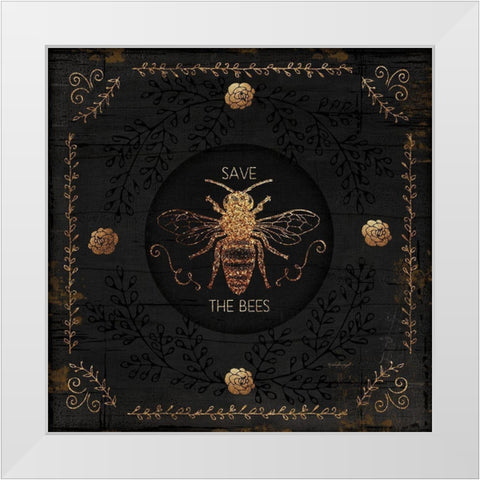 Save the Bees White Modern Wood Framed Art Print by Pugh, Jennifer