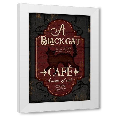 Black Cat CafÃ© White Modern Wood Framed Art Print by Pugh, Jennifer