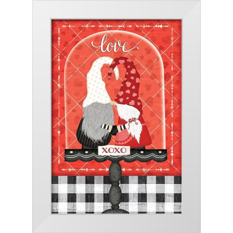 Valentines Gnomes White Modern Wood Framed Art Print by Pugh, Jennifer