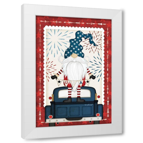 Patriotic Gnome White Modern Wood Framed Art Print by Pugh, Jennifer