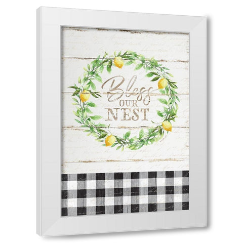 Bless Our Nest White Modern Wood Framed Art Print by Pugh, Jennifer