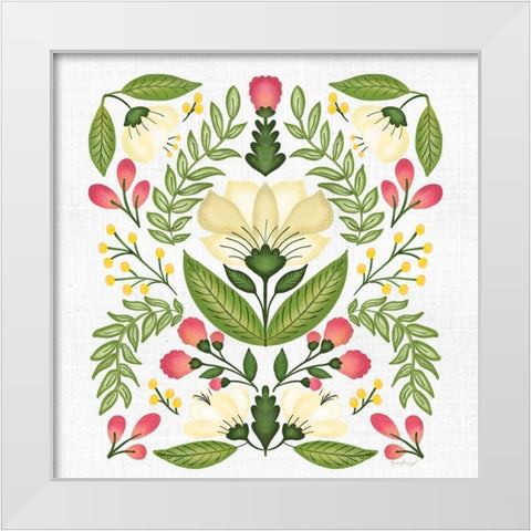 Folk Floral I White Modern Wood Framed Art Print by Pugh, Jennifer