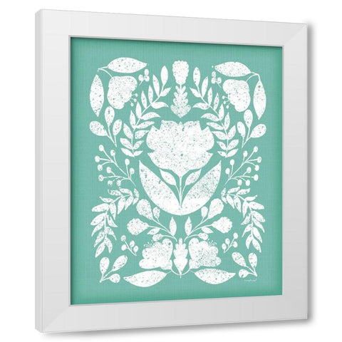 Folk Floral in Blue White Modern Wood Framed Art Print by Pugh, Jennifer