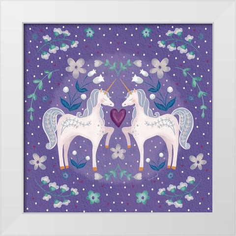 Purple Unicorn I White Modern Wood Framed Art Print by Pugh, Jennifer