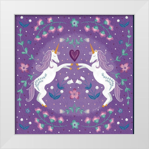 Purple Unicorn II White Modern Wood Framed Art Print by Pugh, Jennifer