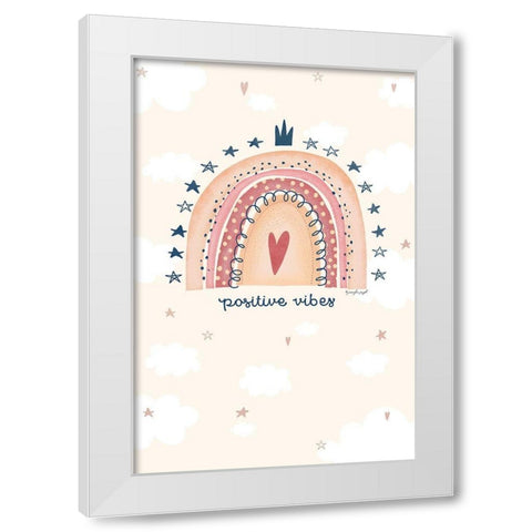 Positive Vibes White Modern Wood Framed Art Print by Pugh, Jennifer