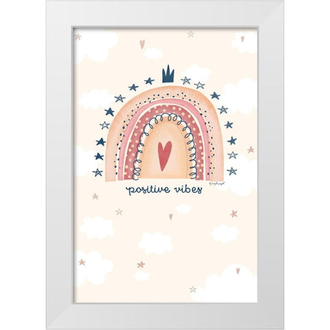 Positive Vibes White Modern Wood Framed Art Print by Pugh, Jennifer