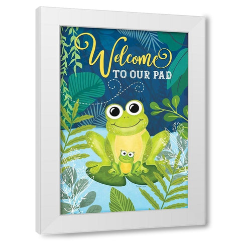 Welcome Frog White Modern Wood Framed Art Print by Pugh, Jennifer