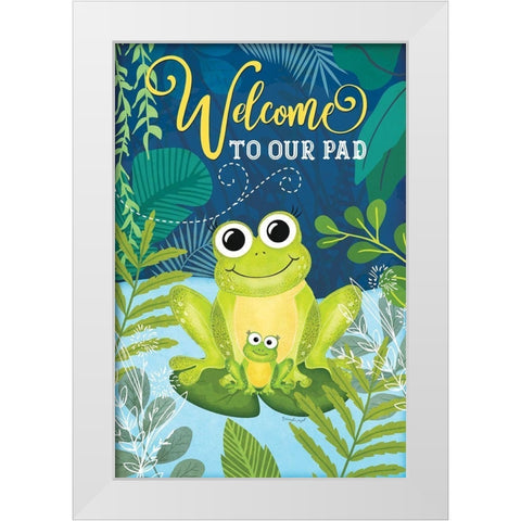 Welcome Frog White Modern Wood Framed Art Print by Pugh, Jennifer