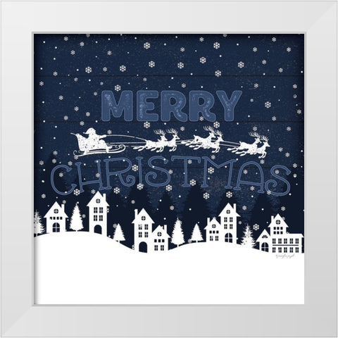 Merry Christmas White Modern Wood Framed Art Print by Pugh, Jennifer