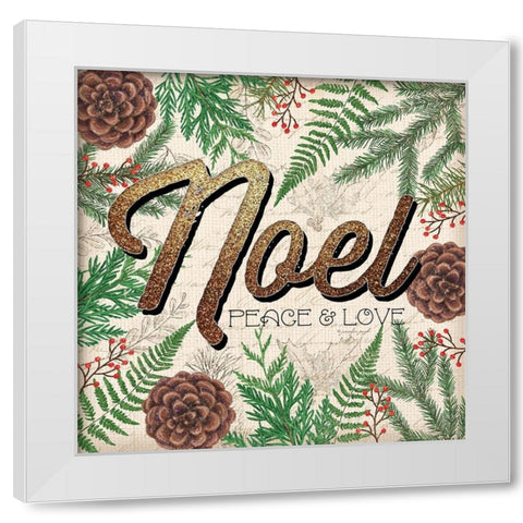 Peace and Love Noel White Modern Wood Framed Art Print by Pugh, Jennifer