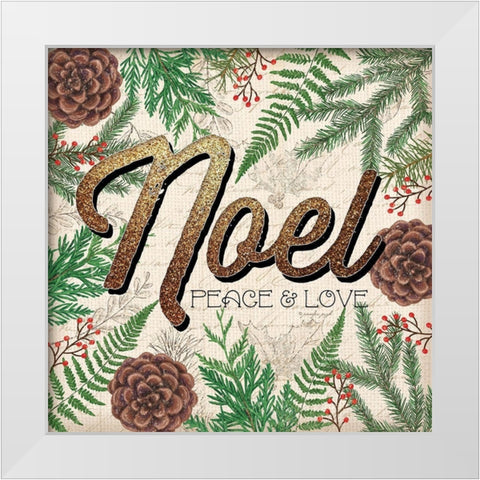 Peace and Love Noel White Modern Wood Framed Art Print by Pugh, Jennifer