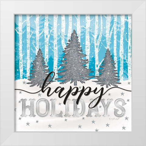 Happy Holidays White Modern Wood Framed Art Print by Pugh, Jennifer