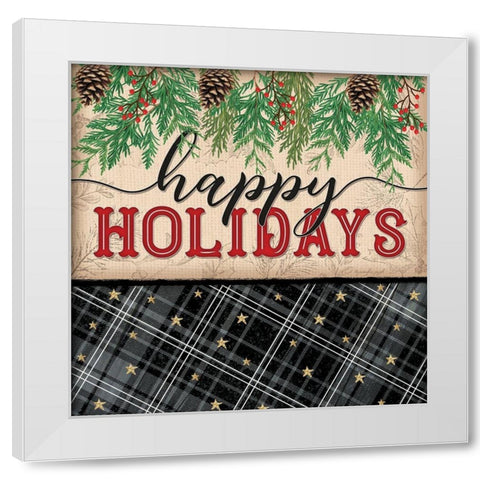 Happy Holidays White Modern Wood Framed Art Print by Pugh, Jennifer