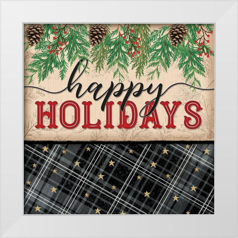 Happy Holidays White Modern Wood Framed Art Print by Pugh, Jennifer