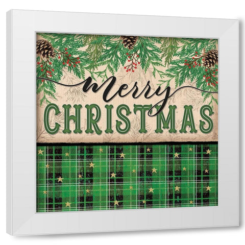 Merry Christmas White Modern Wood Framed Art Print by Pugh, Jennifer