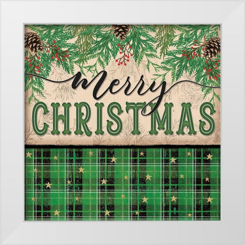 Merry Christmas White Modern Wood Framed Art Print by Pugh, Jennifer