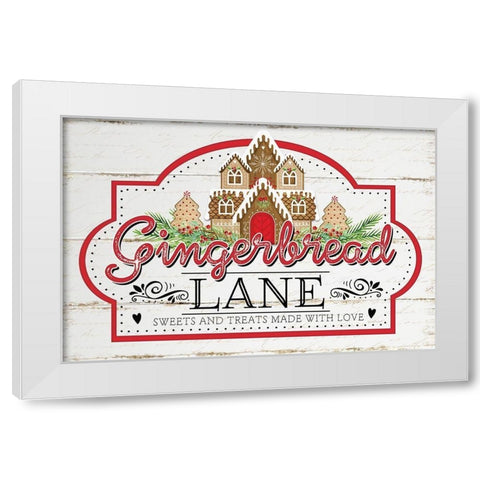 Gingerbread Lane White Modern Wood Framed Art Print by Pugh, Jennifer