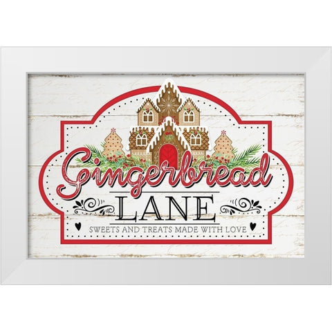 Gingerbread Lane White Modern Wood Framed Art Print by Pugh, Jennifer