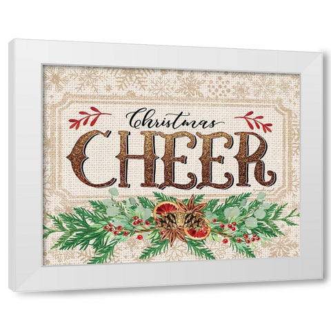 Christmas Cheer White Modern Wood Framed Art Print by Pugh, Jennifer