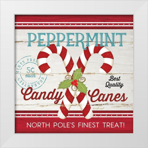 Candy Canes White Modern Wood Framed Art Print by Pugh, Jennifer