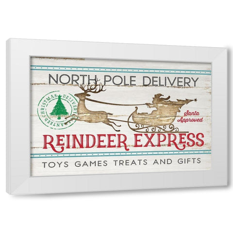 Reindeer Express White Modern Wood Framed Art Print by Pugh, Jennifer