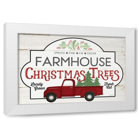 Farmhouse Christmas Trees White Modern Wood Framed Art Print by Pugh, Jennifer