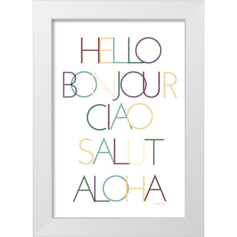 Hello White Modern Wood Framed Art Print by Pugh, Jennifer