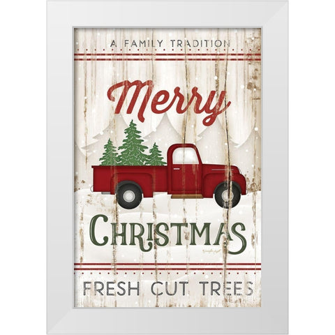 Merry Christmas Truck White Modern Wood Framed Art Print by Pugh, Jennifer