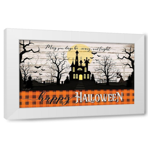 Happy Halloween White Modern Wood Framed Art Print by Pugh, Jennifer